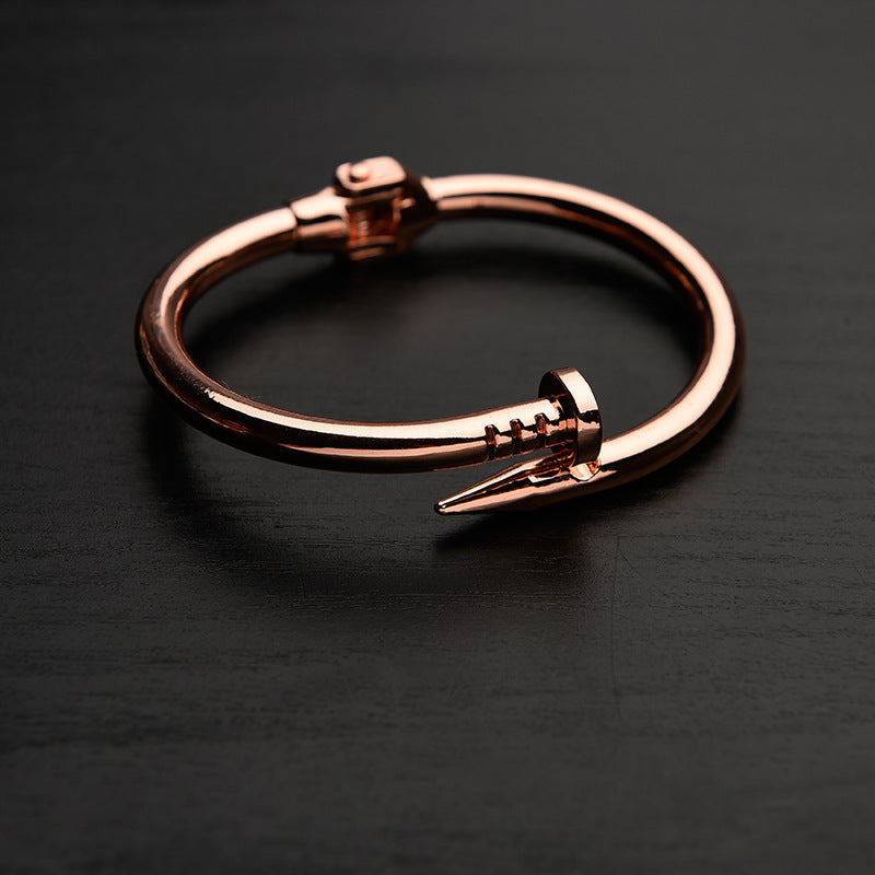 Alloy European Bangle Bracelet Silver Rose Gold 6cm 5mm