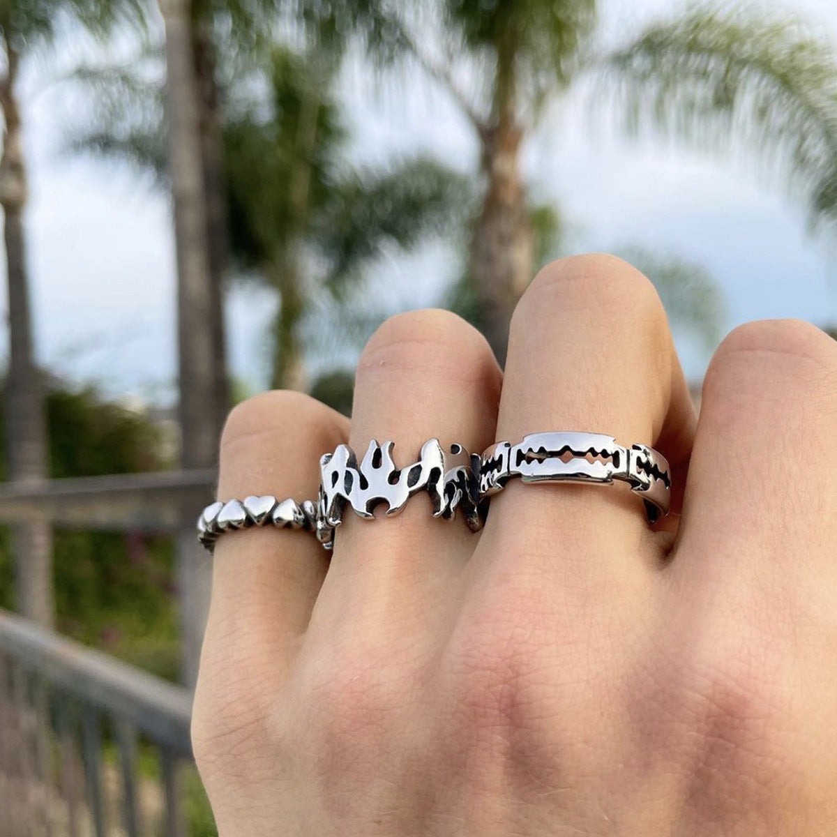 Women Vintage Geometric Peach Heart Design Ring Bracelet Electroplated Travel Souvenir Gift Set For Collectors