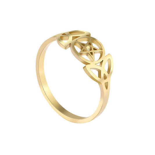 Women Stainless Steel Star Rings Round Bohemian Fashion Rings Retro Trendy Jewelry Gift for Her Nepal Inspired