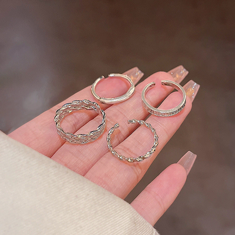 Elegant PearlWhite Ring Geometric Copper Band Electroplated White Gold Gemstone Inlay Gift For Her Korean Style