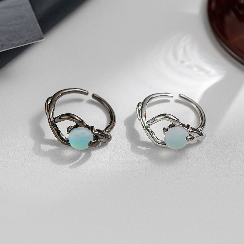 Womens Geometric Ring Irregular Alloy Fashion Ring Sweet Cool Personality Trend Jewelry Size 8 White And Black