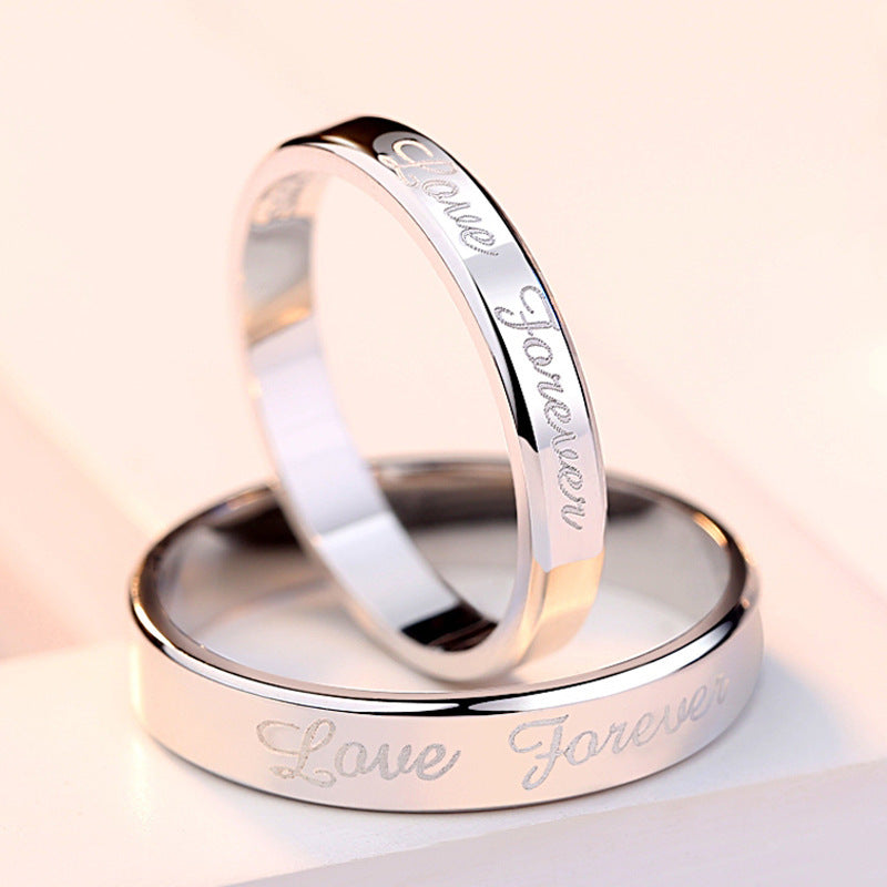 Silver Wedding Ring Set For Women And Men Korean Style Matching Bands For Anniversary Gift Jewelry Elegant Silver