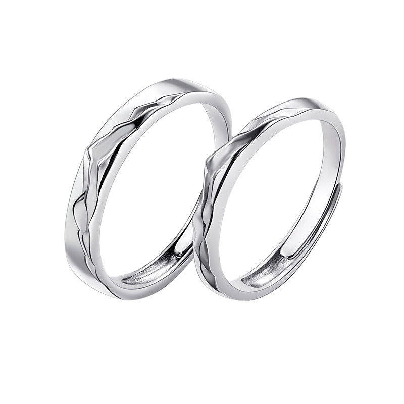 Matching Couple Rings for Women and Men Geometric Copper Ring Adjustable Opening for Wedding Unisex Set Modern