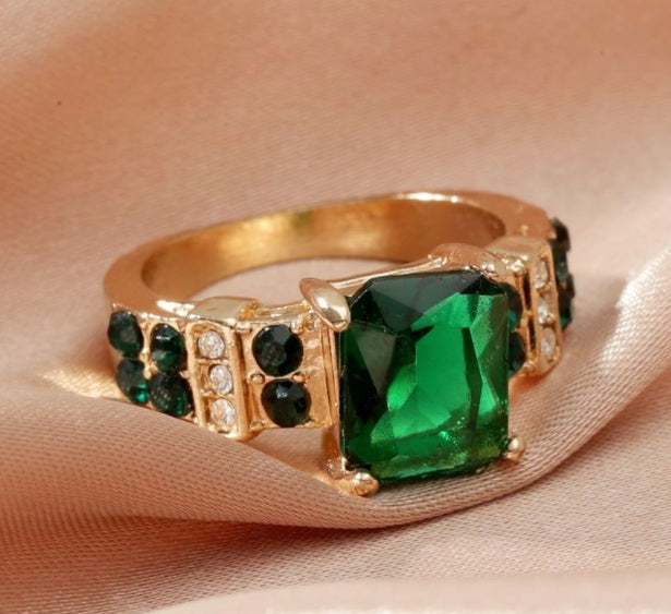 Sapphire Zircon Ring Colorful Explosion Design Copper Band Geometric European Style Sizes 6 7 8 9 10 Chic Ring