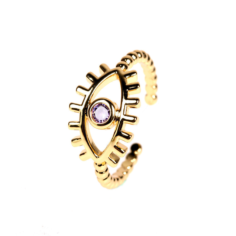 Womens Copper Devil Eye Ring Adjustable Geometric Jewelry