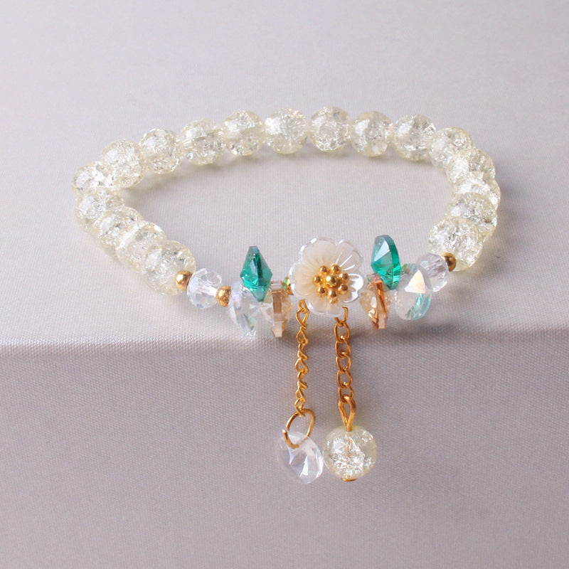 Women Flower Bracelet Colorful Glaze Crystal Pearls Delicate Floral Jewelry For Women And Girls For Daily Wear