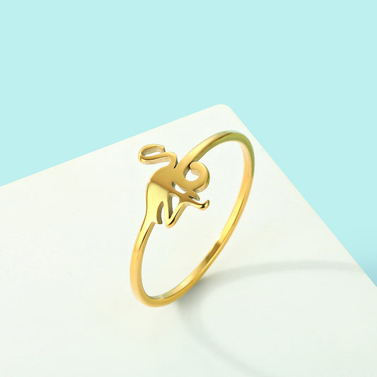 Flamingo Ring Stainless Steel Electroplated Gold Tone Bird Design Elegant Statement Jewelry Fashion Accessory For Women