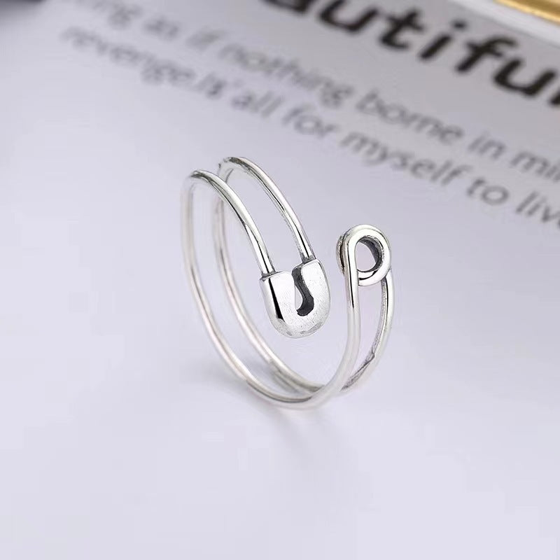 Unisex Adjustable Copper Open Mouth Vintage Distressed Style Giftable Little Finger Rings Silver Plated Finish