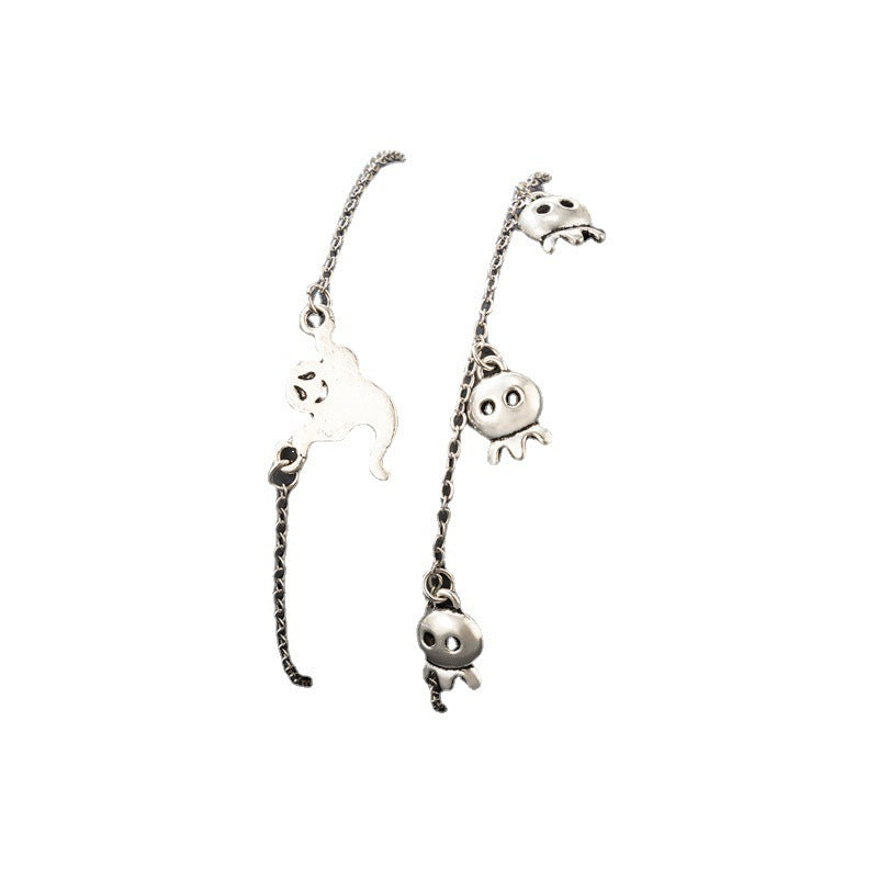 Retro Halloween Ghost Charm Bracelet Electroplated Alloy Geometric Bracelet For Women European American Styling