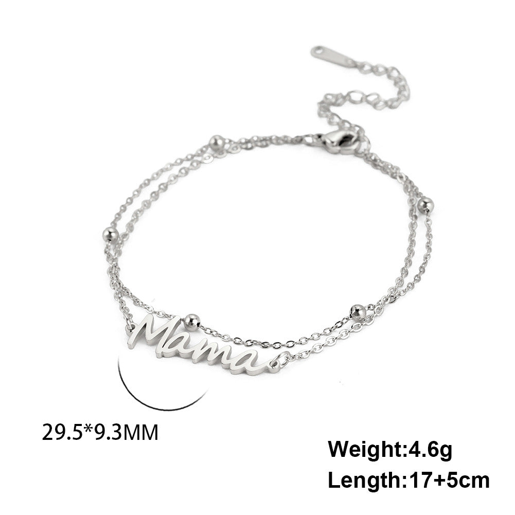 Unisex Stainless Steel Double Layer Chain Bracelet With Pendant Electroplated Steel And Gold Finish For Everyday Wear