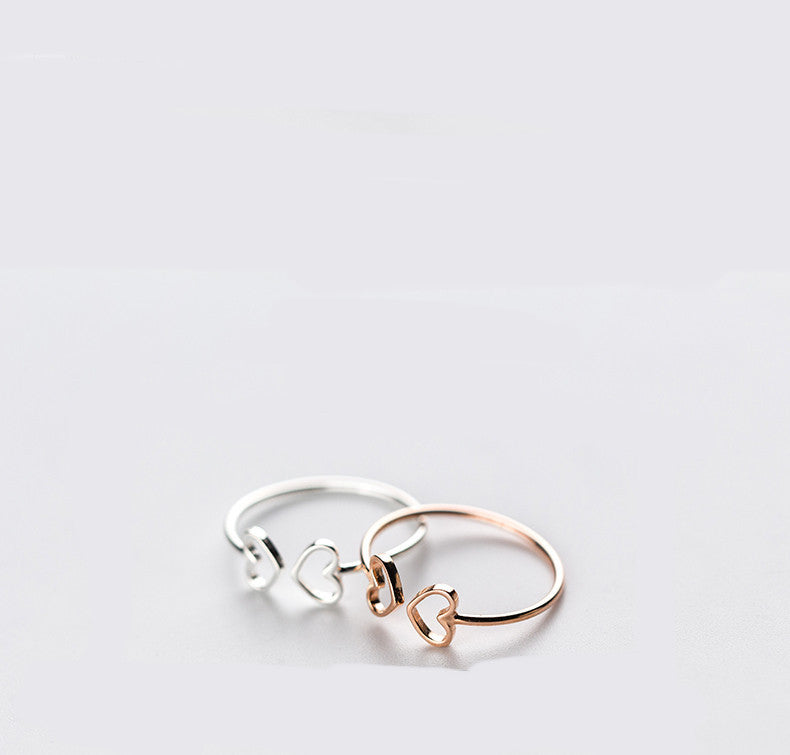 Womens Hollow Heart Silver Ring Adjustable Size 10 To 13 Elegant Jewelry Gift For Women Sterling Silver Shines