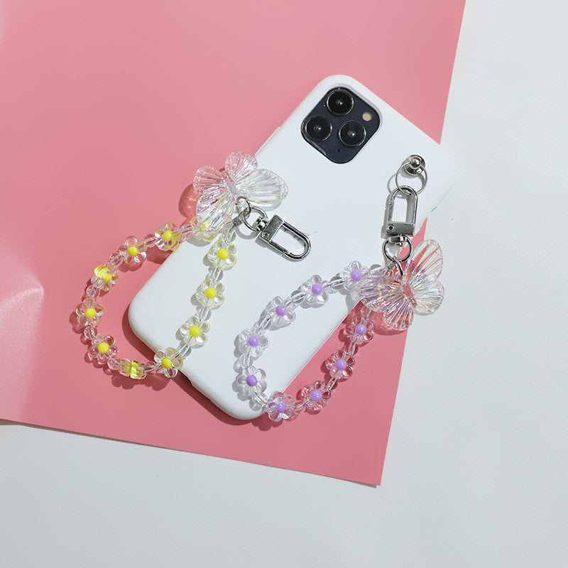 Resin Flower Keychain Epoxy Finish With Metal Accents Cartoon Butterfly Pastoral Pendant Design Women And Lace