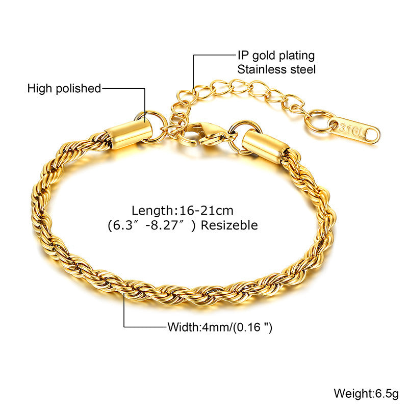 Womens Gold Tone Stainless Steel Twist Bangle Bracelet