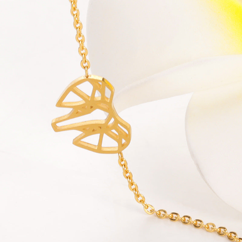 Gold Plated Stainless Steel Elephant Bracelet Geometric