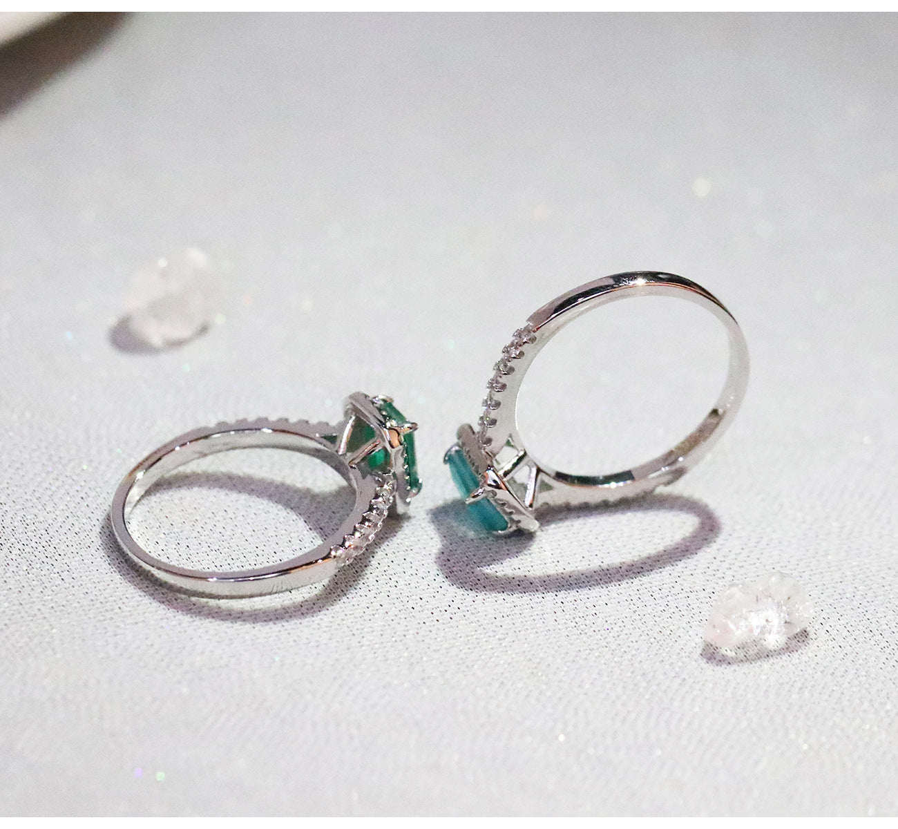 Crown Ring Synthetic Paraiba Crystal And Emerald Accent