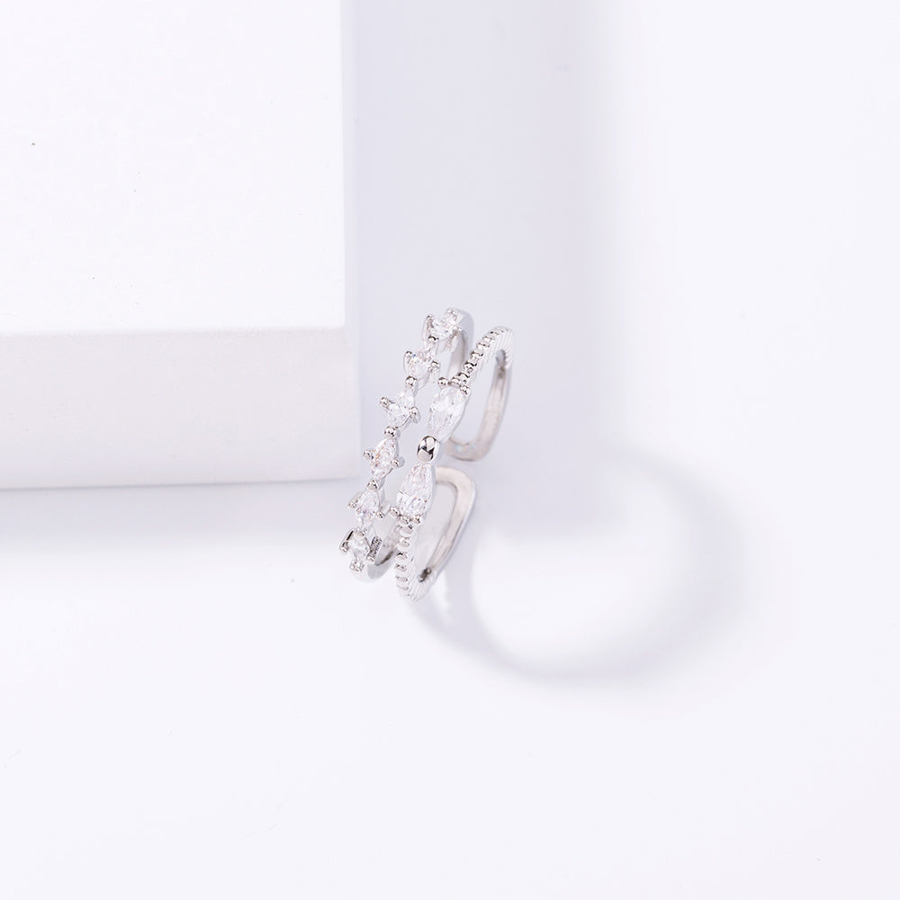 Adjustable Butterfly Ring for Women Double Zircon Accent Copper Plated European American Style Timeless Charms