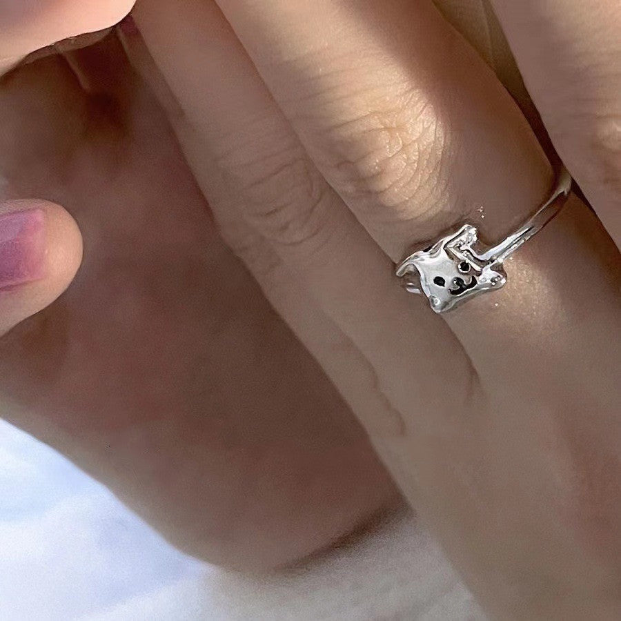 Unisex Alloy Open Ring Adjustable Electroplated Puppy Design Animal Zodiac Fashion Jewelry Gift Cute Alloy Open