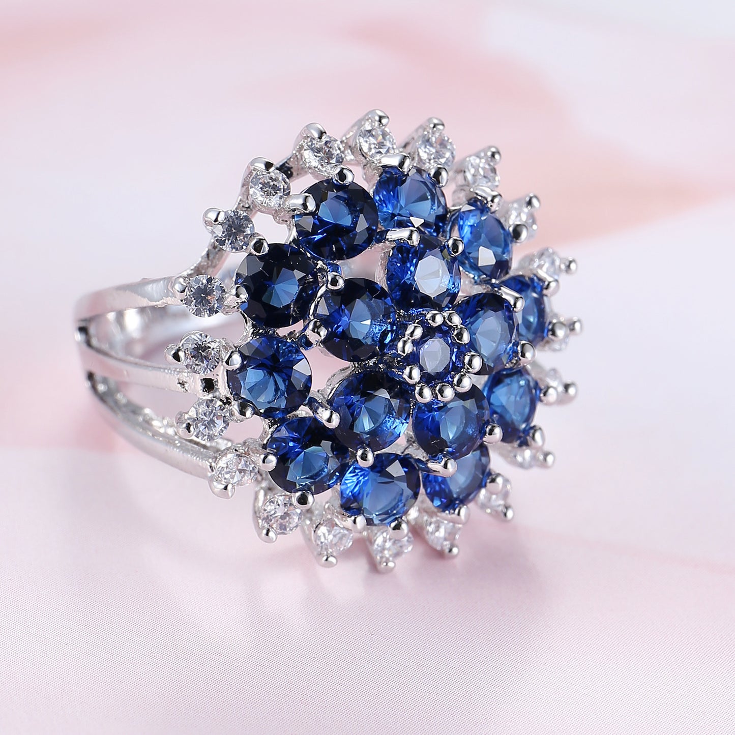 Jewelry Women's Creative Fashion Royal Blue Stamen Zircon Ring