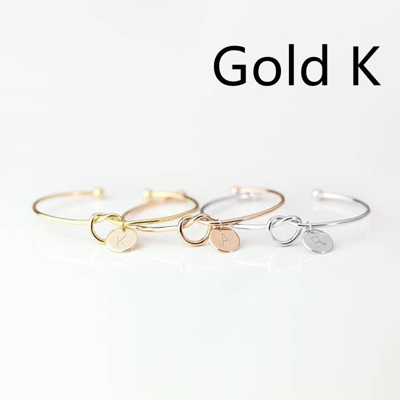 Womens Alloy Letter Bracelet Dead Knot Bangle Jewelry Gold