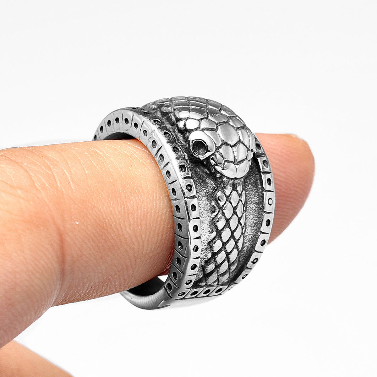 Unisex Titanium Steel Snake Ring Vintage Retro Design Durable Jewelry Accessory For Men And Women Everyday Wear