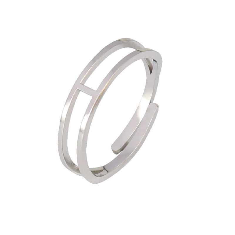 Stainless Steel Geometric Ring Natural Style Women Gold Silver Trendy Fashion Hip Hop Minimal Jewelry Timeless