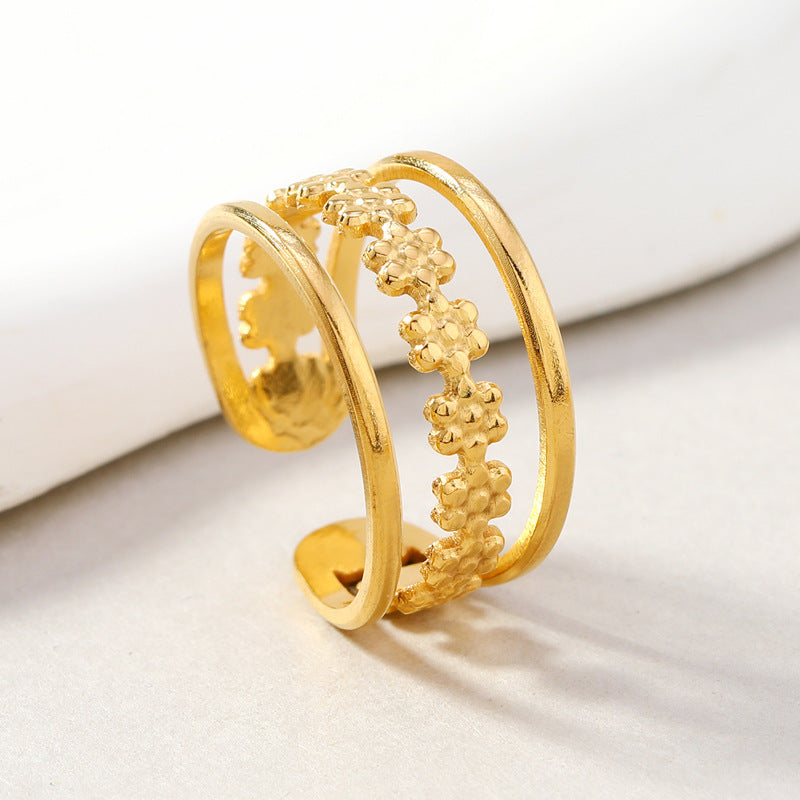 Unisex Stainless Steel Ring Electroplated Geometric Round Design Ornament Fashion Jewelry GarlandSpecial Garland