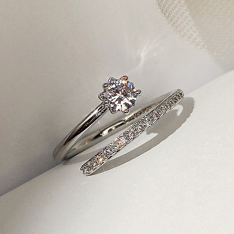 Women Adjustable Ring Geometry Gold Plated Copper Inlaid Zircon Gemstone Band Festive Gift With Adjustable Opening