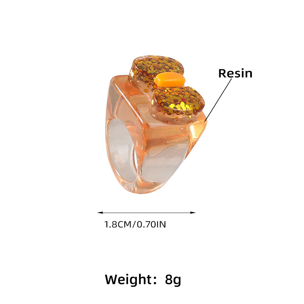 Women Bow Design Ring Plastic Resin Candy Color Jewelry European American Inspired Fashion Ring For Everyday Wear