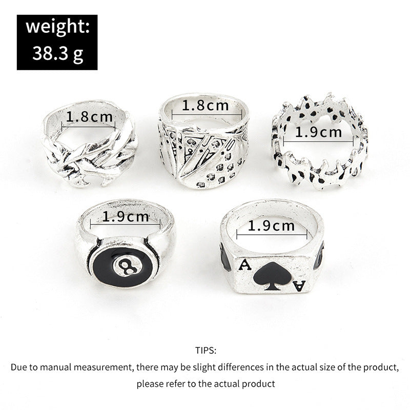 Womens Fashion Vintage Ring Set Geometric Silver Finish Electroplated Alloy Band Rings For Women Everyday Use