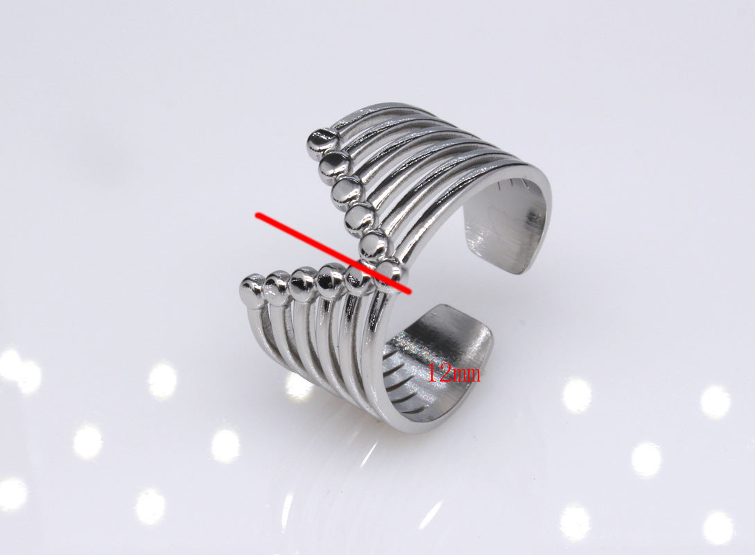 Womens Titanium Steel Ring Adjustable Opening Geometric Ring European Fashion Ring Cool Ring Bowknot Ring Gold