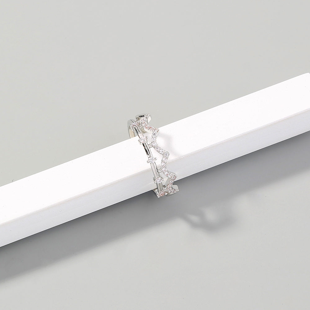 Copper Inlaid Zircon Adjustable Opening Wedding Ring