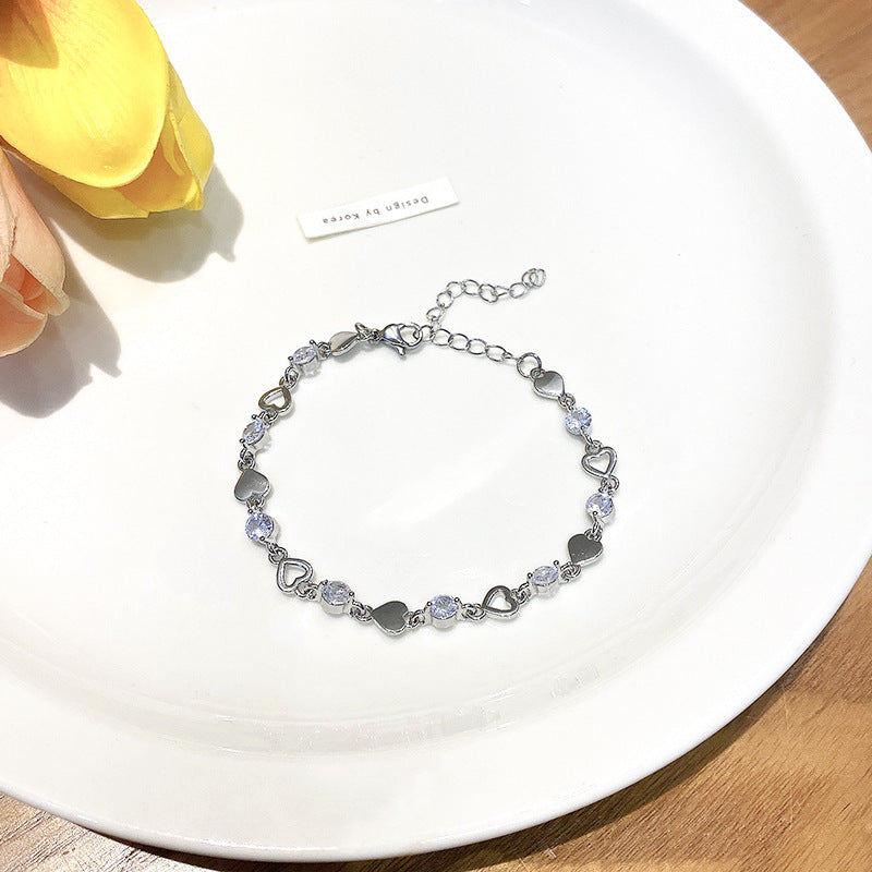 Womens Pearl Bracelet Electroplated Double Crystal Flower Copper Bangle Minimalist Jewelry Gold Silver Elegant