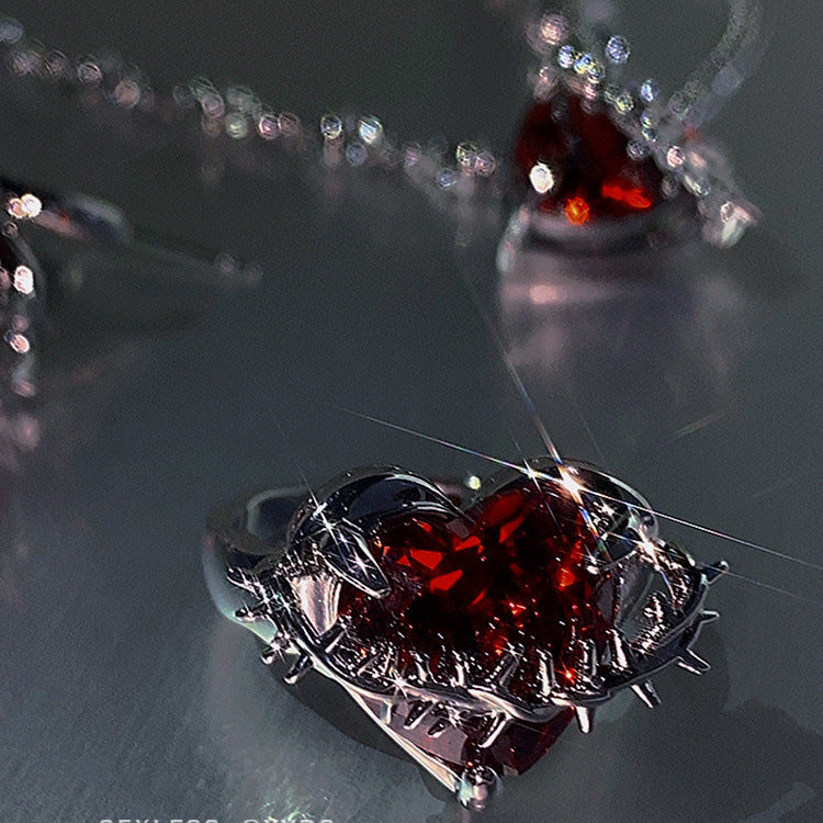 Heart Shaped Earrings Alloy Dazzling Rings For Women