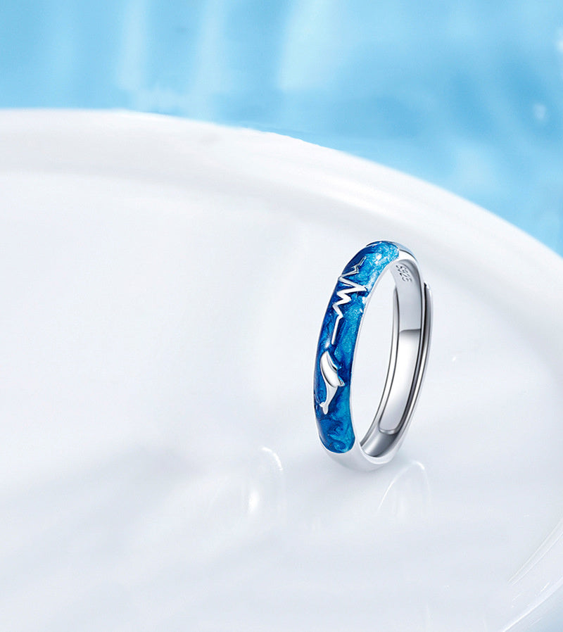 Whale Tail Copper Adjustable Couple Ring Set For Him And Her Trendy Promise Jewelry Minimalist Unisex Gift Idea