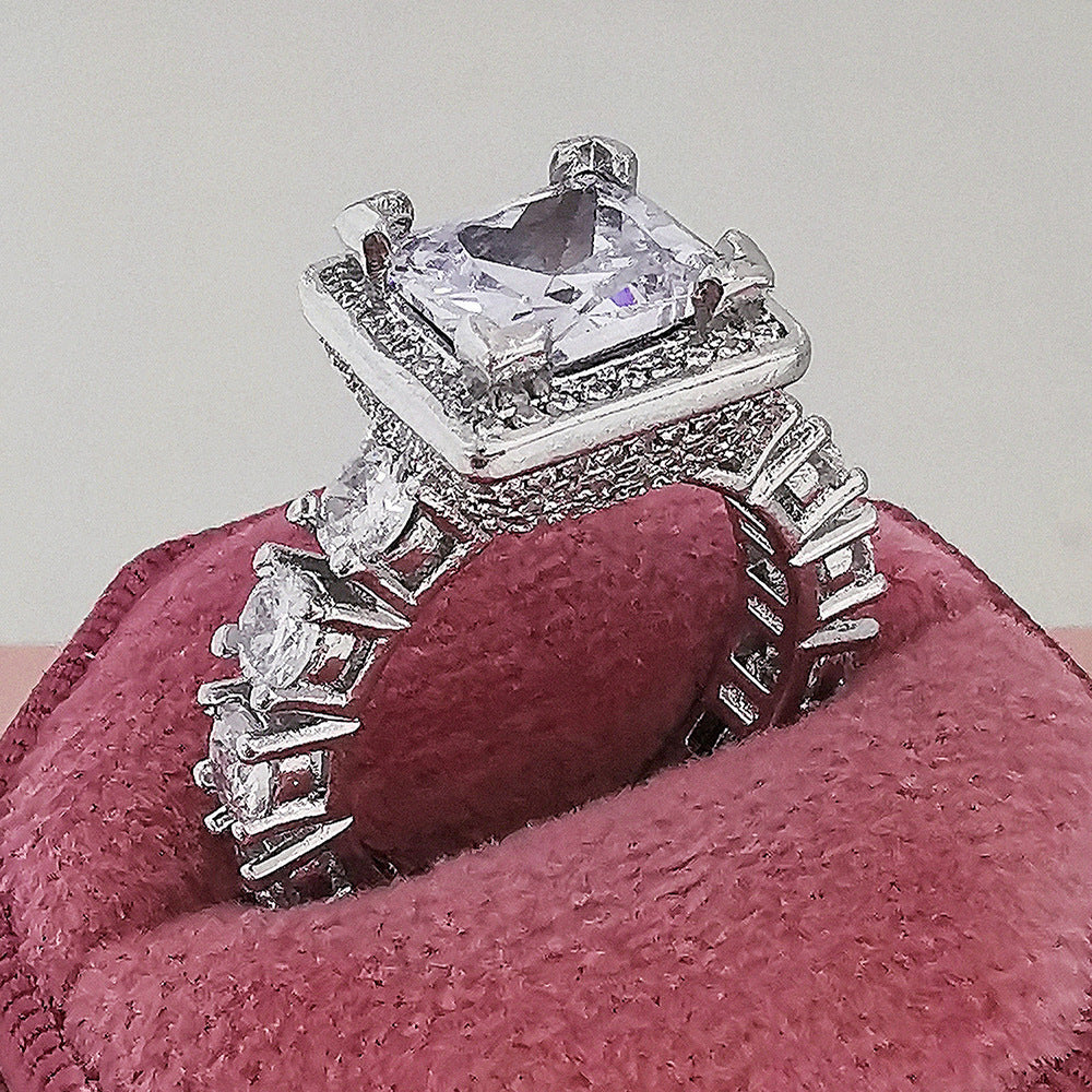 Copper Zircon Ring For Women Fashion Jewelry Geometric Design Elegant Accessory Modern Shine For All Occasions