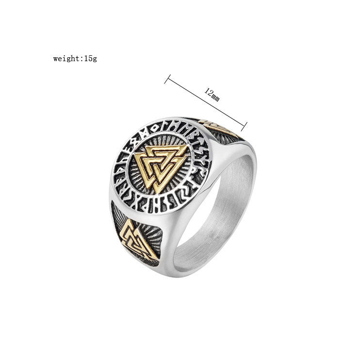 Mens Ring Stainless Steel Band Golden Ring With Triangle Fashion Jewelry Band Ring Mens Jewelry Gift Idea For Men