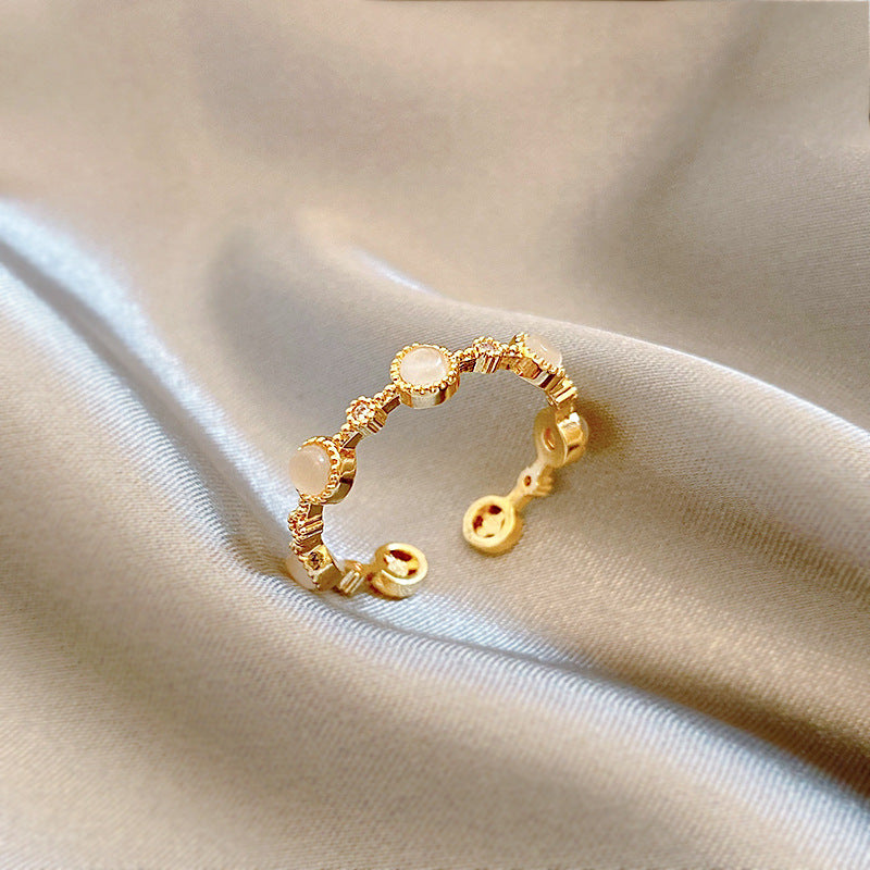 Geometric Gem Inlay Silver Ring 925 Adjustable Open Ring Korean Style Women Fashion Jewelry Everyday Wear For Daily Glam