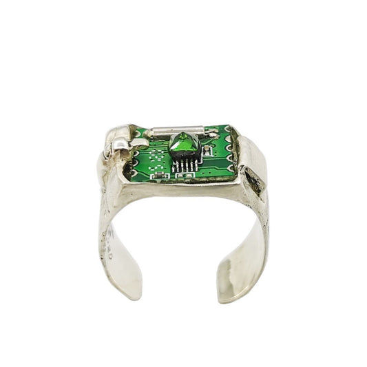 Mechanical Wind Circuit Ring Adjustable Opening Cyber Ring Original Design Emerald Future Fashion Jewelry Chic