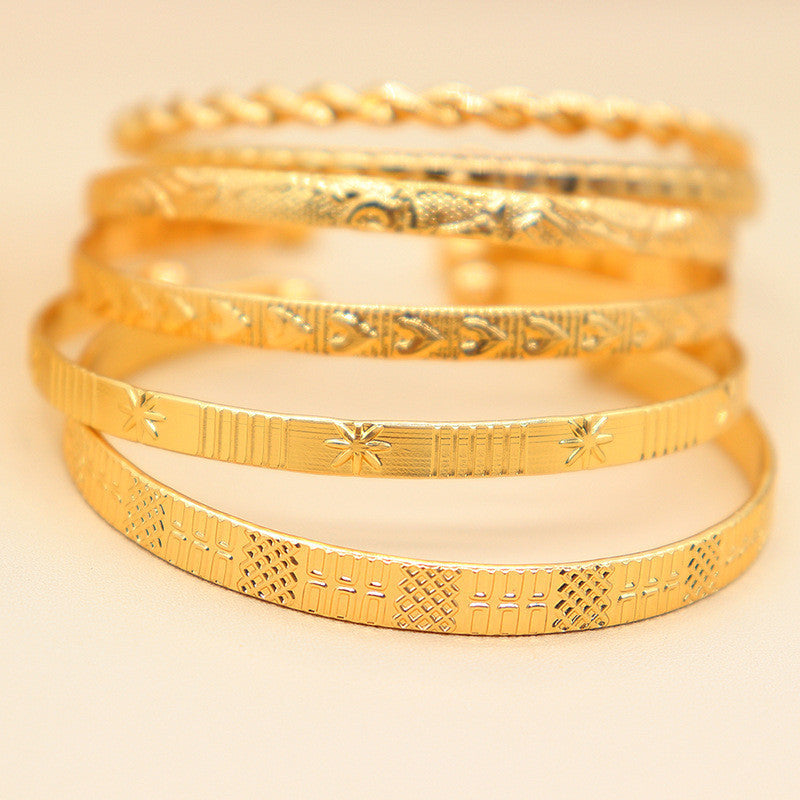 Geometric Bracelet Set Of 7 Irregular Texture Twist Bracelets For Women And Girls Everyday Wear For Daily Wear