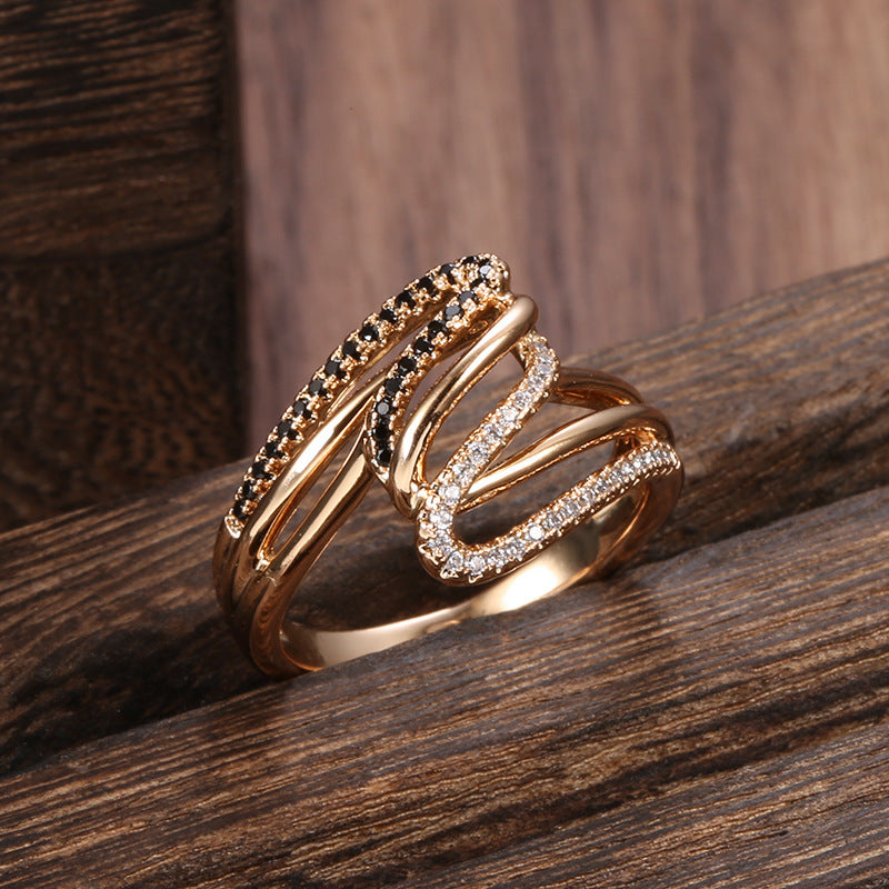 Womens Wave Copper Plated Gold Ring Expressing Personality Fashion Jewelry Everyday Wear That Elevates Everyday Look