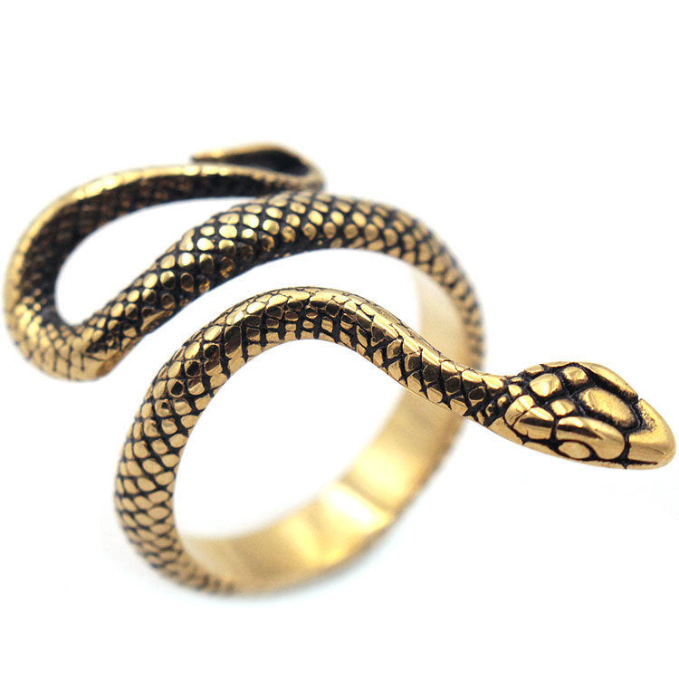 Vintage Mens Long Snake Titanium Steel Ring With Fashionable Minimalist Design And Electroplated Finishes Ultra