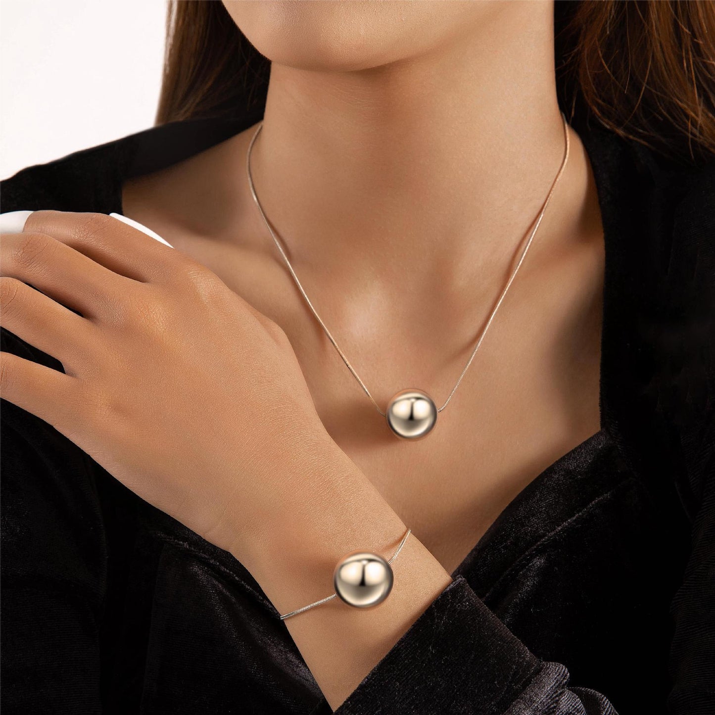 Womens Elegant Bow Bracelet Ring Set Electroplated Alloy Adjustable Open End Design Females Jewelry Gold Color