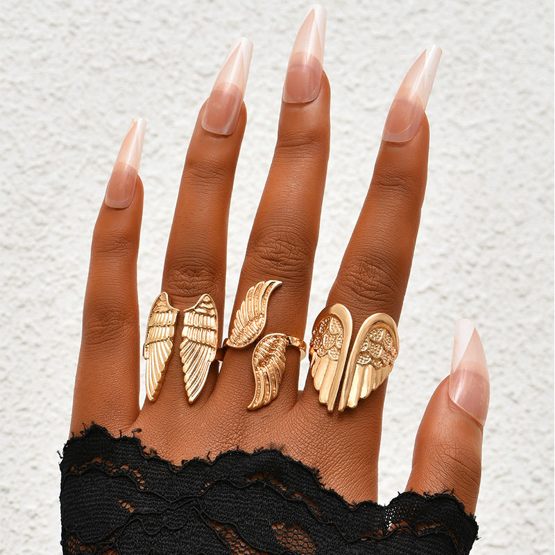 Layered Snake Chain Ring With Rhinestones Geometric Jewelry