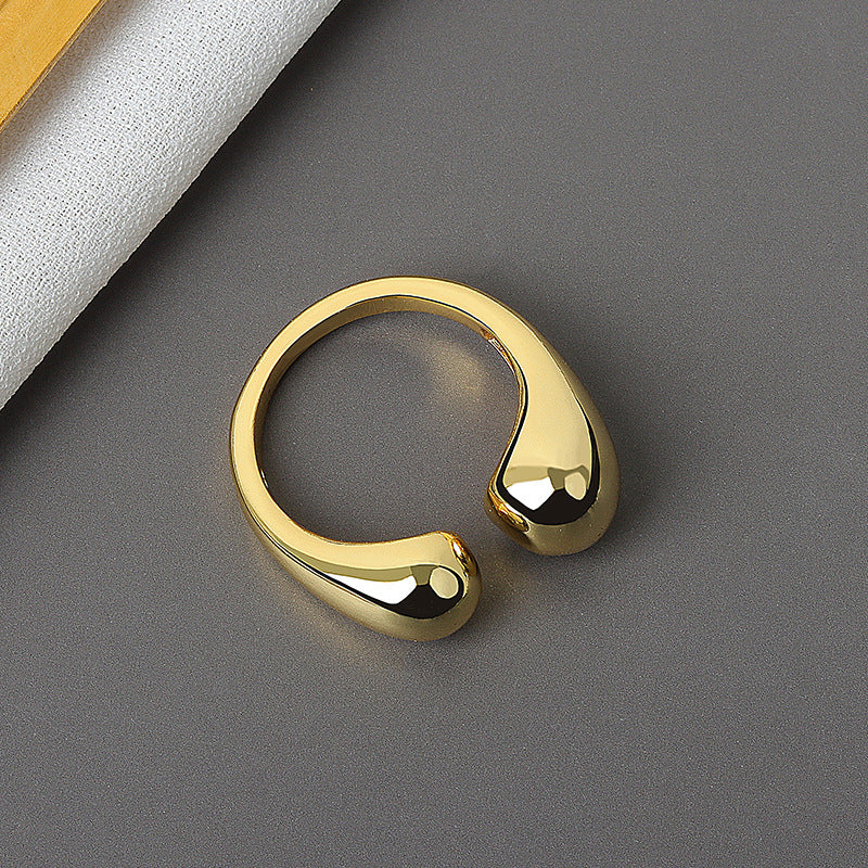 Unisex Adjustable Water Drop Ring Open Shape Copper Jewelry Platinum Gold Plating Fashion Accessory Everyday Wear