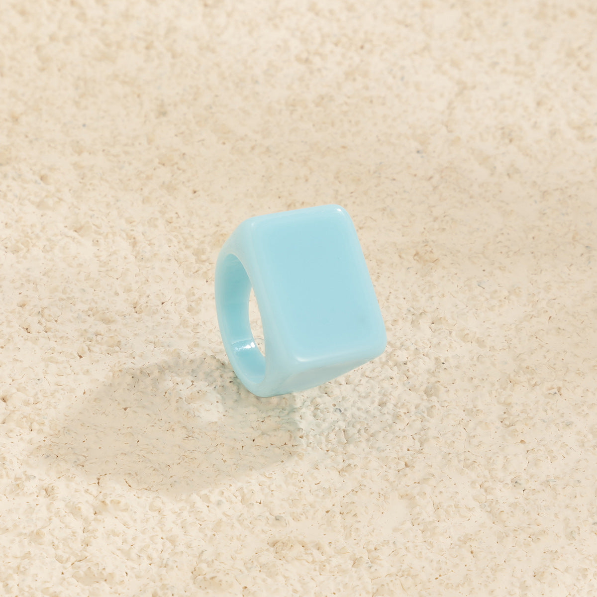 Womens Colorful Resin Geometric Ring Square Ring Pastoral Style Statement Fashion Jewelry Trendy Colorful Ring