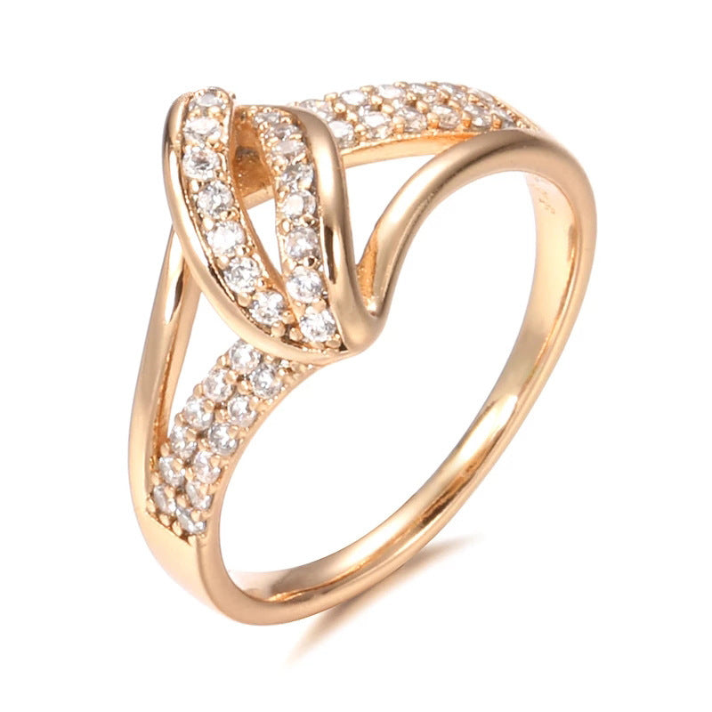 Copper Plated Zircon Ring Dainty Sparkling Jewelry For Engagement Wedding Gift Sizes 6 7 8 9 10 11 Pure Zircon