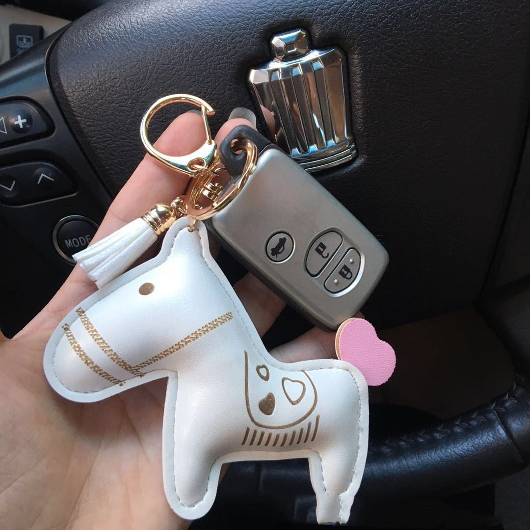 Cute Animal PU Leather Keychain Pendant for Car Keys Unisex Key Ring Decor Organization High Quality Travel Friendly