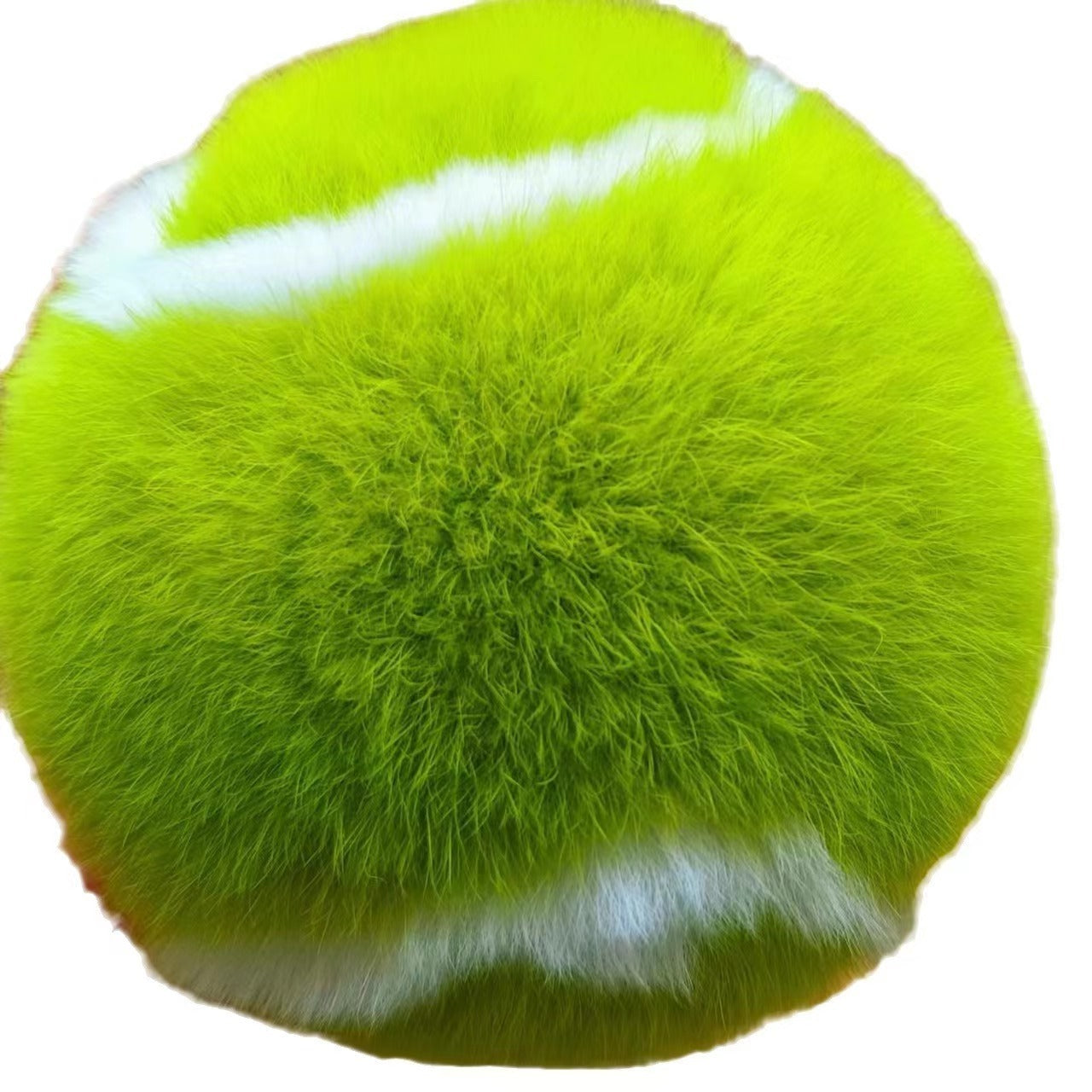 Cartoon Faux Fur Tennis Ball Keychain Ornament Handmade With Round Buckle And Belt Gift For Car Bag Christmas New Year