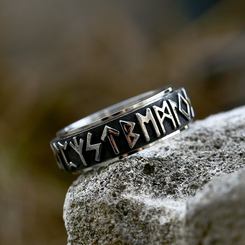Geometric Alloy Ring Ancient Silver Electroplated Finish European Viking Fashion Unisex Ring For Men And Women