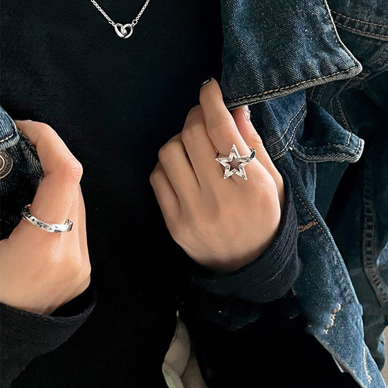 Copper Geometric Ring With Irregular Pentagram Mobius Design For Women And Girls Niche Jewelry Trendy Gem Ring